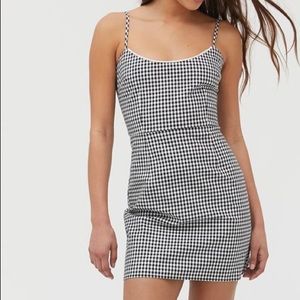 UO gingham brown multi dress NWT